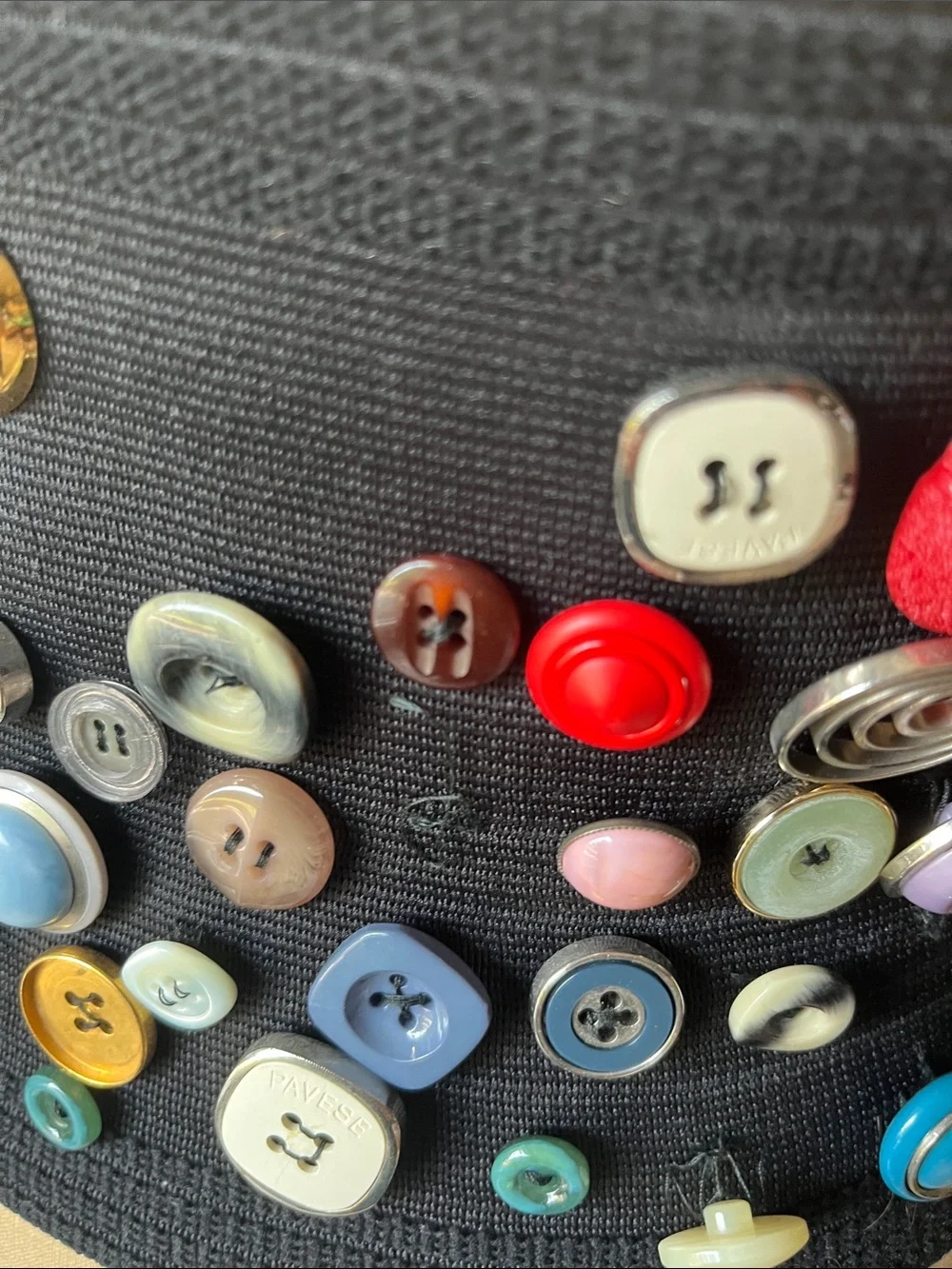 Vintage Black Elastic Waist Belt with Multicolor Button Accents